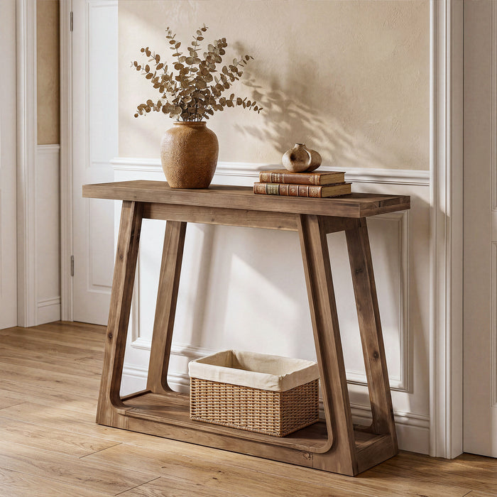 41" Solid Wood Console Table, 2-Tier Entryway Sofa Table for Living Room, Hallway