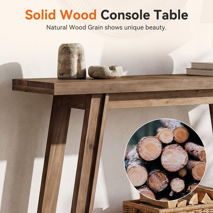 41" Solid Wood Console Table, 2-Tier Entryway Sofa Table for Living Room, Hallway