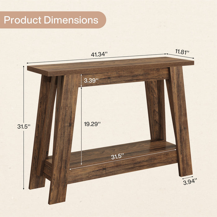 41.3" Console Table, 2 - Tier Farmhouse Sofa Entryway Table with Storage Tribesigns