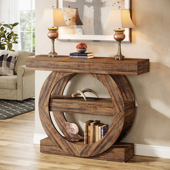 41.3" Console Table, 3 - Tier Sofa Hallway Table with Storage Shelves Tribesigns