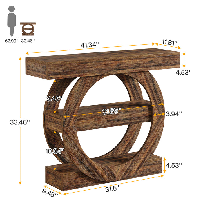 41.3" Console Table, 3-Tier Sofa Hallway Table with Storage Shelves