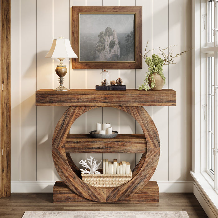 41.3" Console Table, 3 - Tier Sofa Hallway Table with Storage Shelves Tribesigns