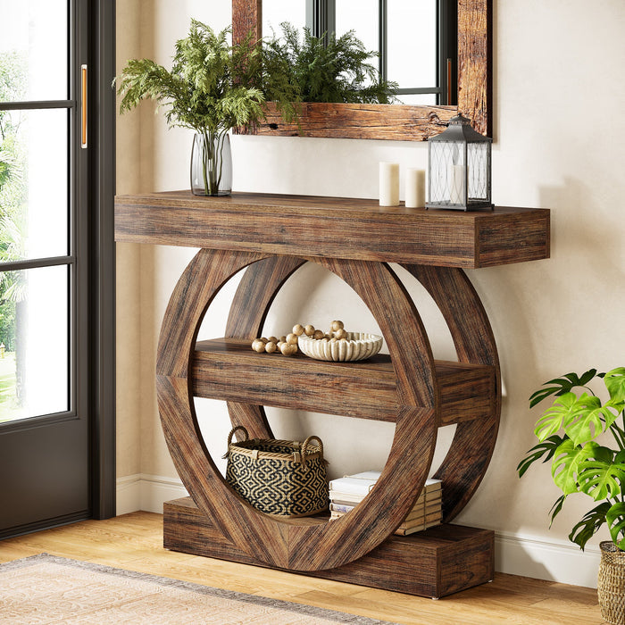 41.3" Console Table, 3 - Tier Sofa Hallway Table with Storage Shelves Tribesigns