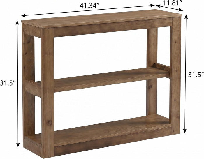 41.3" Solid Wood Console Tabale, Farmhouse Sofa Table with 3-Tier Shelves