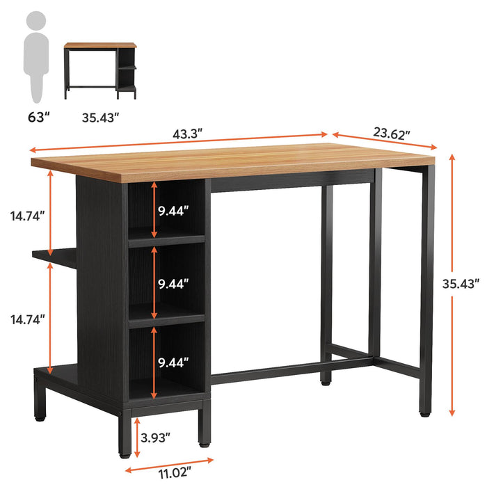 43" Kitchen Island Kitchen Counter Table with 5 Open Shelves