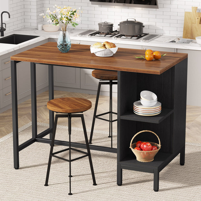 43" Kitchen Island Kitchen Counter Table with 5 Open Shelves Tribesigns