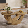 45" Coffee Table, 2 - Tier Accent Center Cocktail Table with U - Shaped Frame Tribesigns#Color_Oak