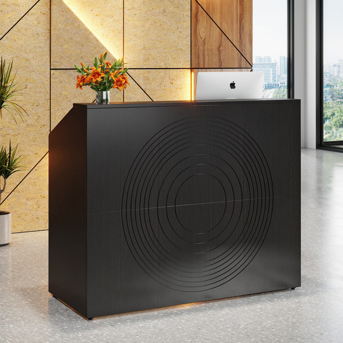 46.5" Reception Desk, Modern Front Desk Counter Table with Open Shelves Tribesigns
