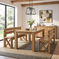 47" Dining Bench with Back, Farmhouse Kitchen Bench, X-Brace, Dining Room
