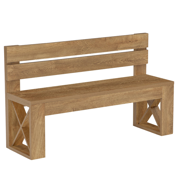 47" Dining Bench with Back, Farmhouse Kitchen Bench, X-Brace, Dining Room