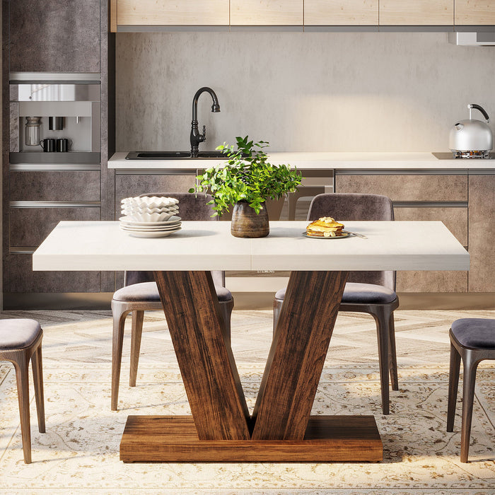 Compact rectangular kitchen dining table with farmhouse design for small spaces