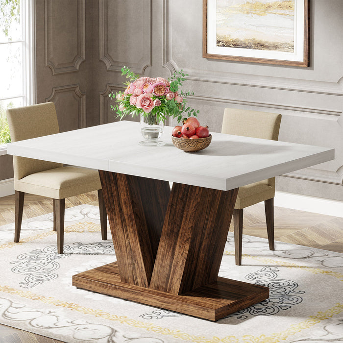47 inch farmhouse dining table with pedestal base for kitchen and dining room