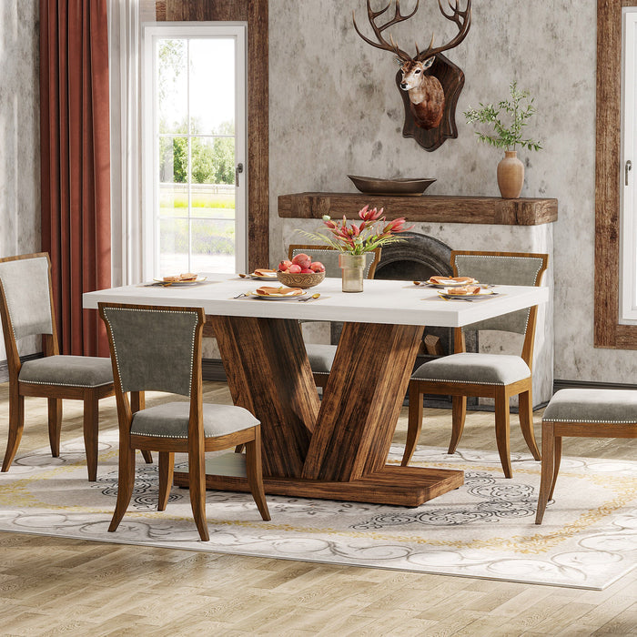Space saving farmhouse dining table for apartment kitchen and breakfast nook