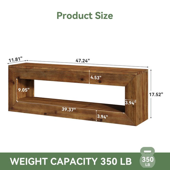 47" Farmhouse Entryway Bench, 47" Solid Wood Indoor Bench Seat with Storage