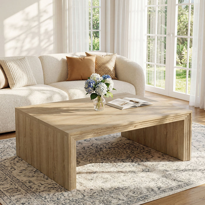47" Rectangular Coffee Table with Spacious Top, Farmhouse Center Table for Living Room