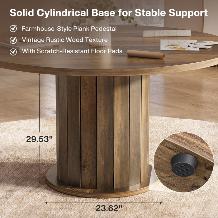 47" Round Conference Table, Farmhouse Office Meeting Table with Sturdy Pedestal for 4-6