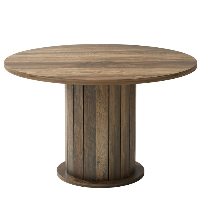 47" Round Conference Table, Farmhouse Office Meeting Table with Sturdy Pedestal for 4-6