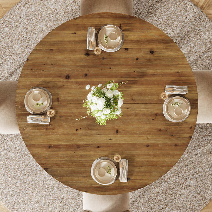 47" Round Dining Table, Solid Wood Kitchen Table with Sturdy Legs for 4-6