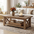 47" Coffee Table, Solid Wood Coffee Table with X-Frame