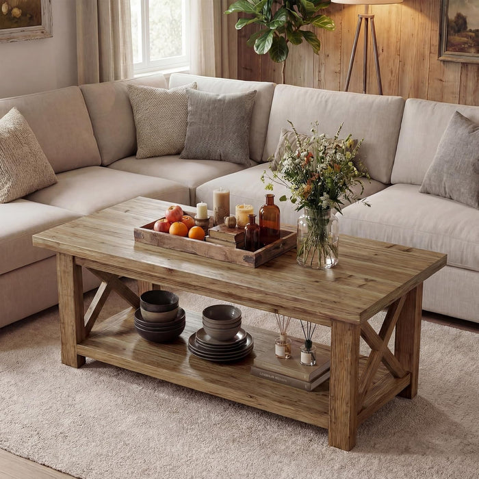 Solid Wood Rectangular Coffee Table