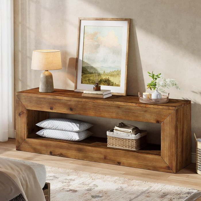 47" Solid Wood TV Stand, Farmhouse Media Console for 32/43/55" TVs