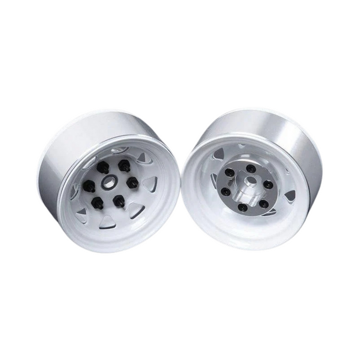 4x Stamped Steel 1.55" Stock White Beadlock Wheels