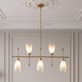 5-Light Modern Linear Chandelier, Kitchen Island Pendant Light with Gradient Frosted Glass Shades(E12 Bulbs Not Included)