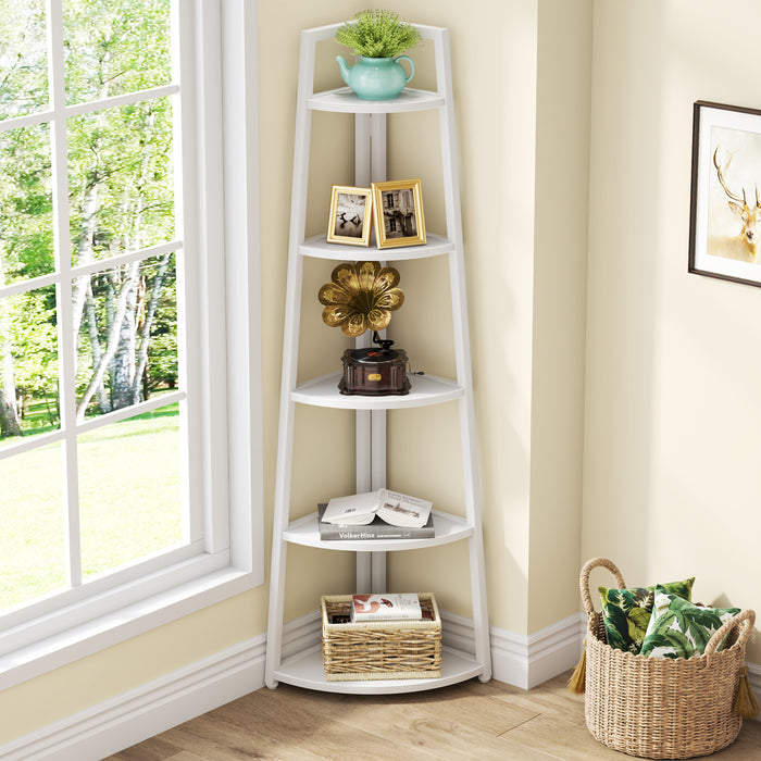 5-Tier Corner Bookshelf, 70" Tall Corner Shelves Plant Stand for Living Room