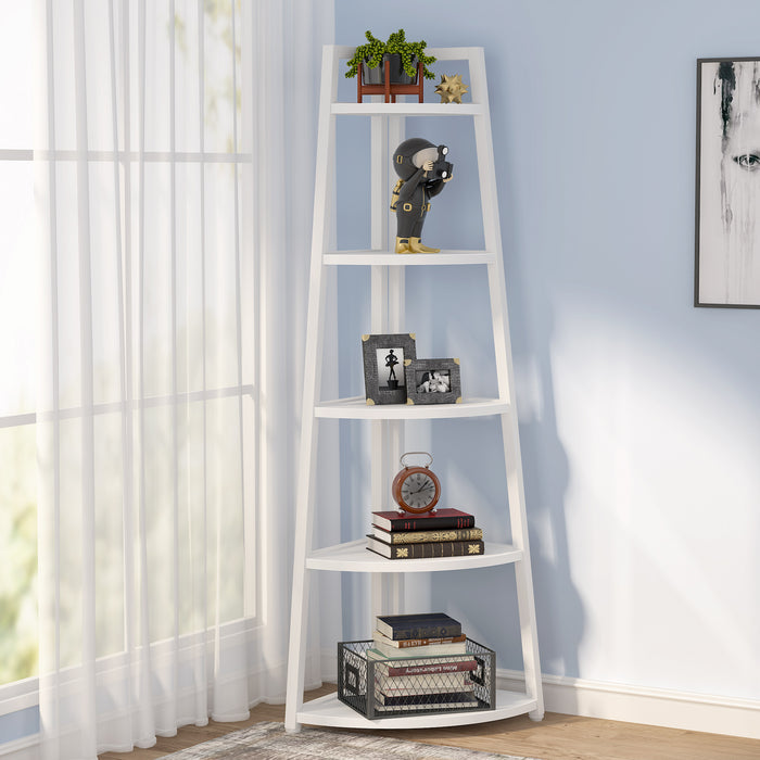 5-Tier Corner Bookshelf, 70" Tall Corner Shelves Plant Stand for Living Room
