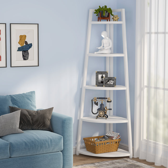 5-Tier Corner Bookshelf, 70" Tall Corner Shelves Plant Stand for Living Room