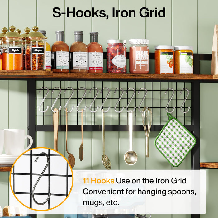 Product details of Tribesigns's Wide Kitchen Storage Shelf with 11 Hooks.