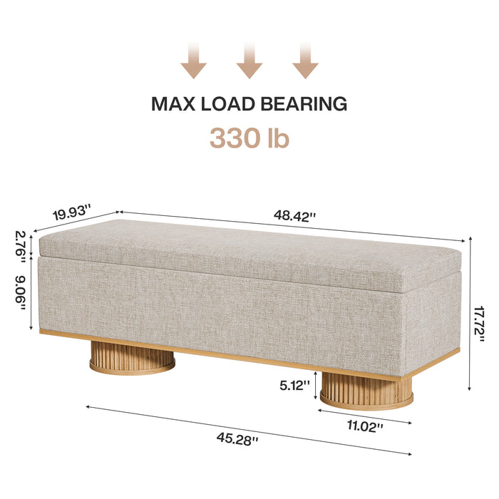 50.4" Shoe Bench, Upholstered Entryway Bench with Flip Up Storage