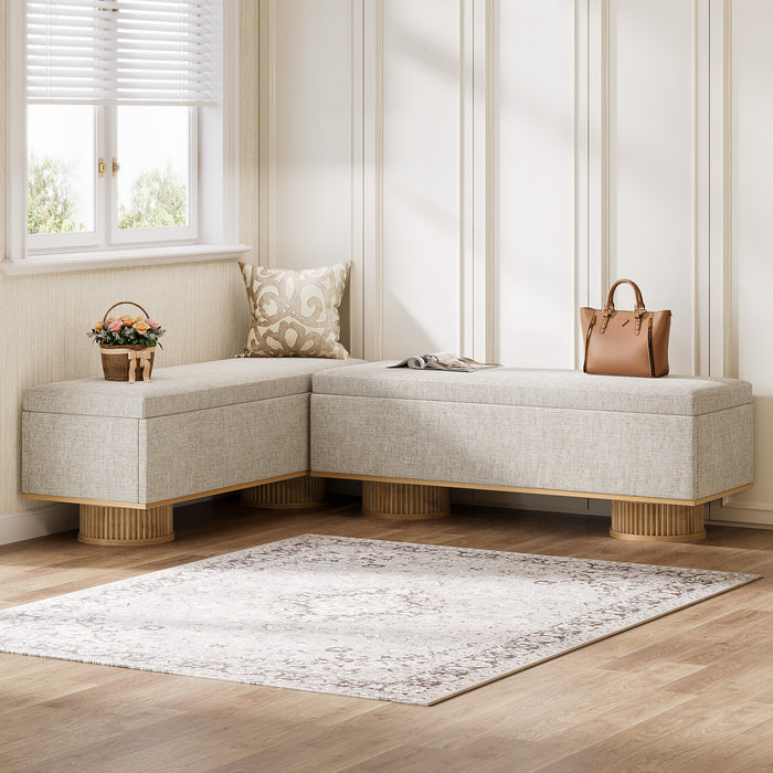 50.4" Shoe Bench, Upholstered Entryway Bench with Flip Up Storage