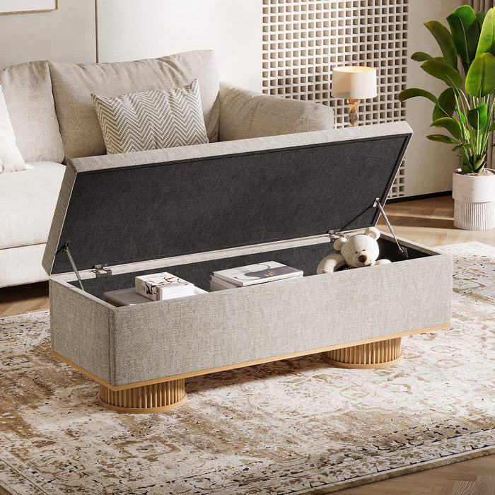 50.4" Shoe Bench, Upholstered Entryway Bench with Flip Up Storage