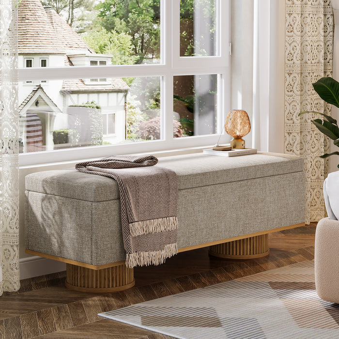 50.4" Shoe Bench, Upholstered Entryway Bench with Flip Up Storage