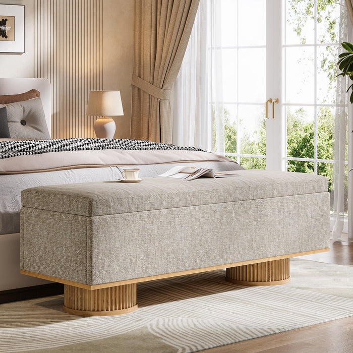 50.4" Shoe Bench, Upholstered Entryway Bench with Flip Up Storage