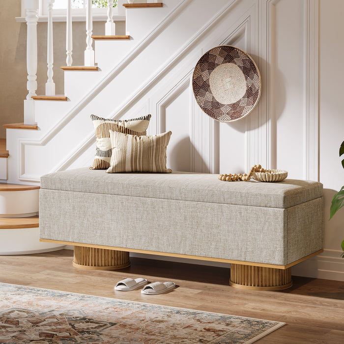 50.4" Shoe Bench, Upholstered Entryway Bench with Flip Up Storage
