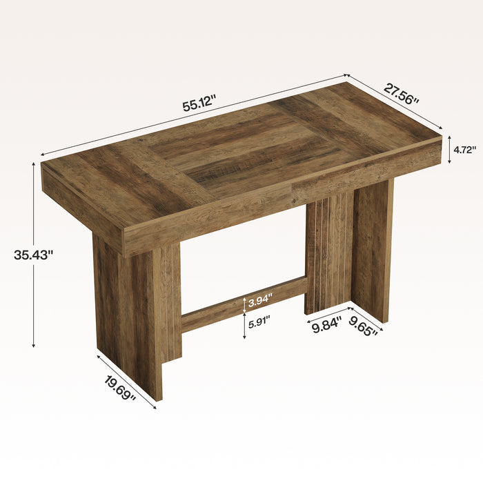55" Bar Table, Farmhouse High-Top Pub Table with Large Worktop for Bistro