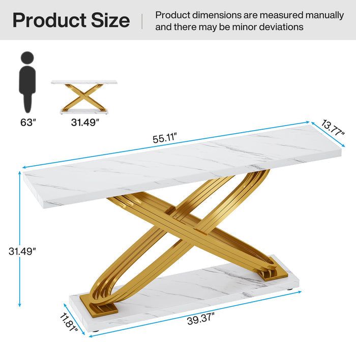 55" Console Table Modern Faux Marble Sofa Entryway Table
