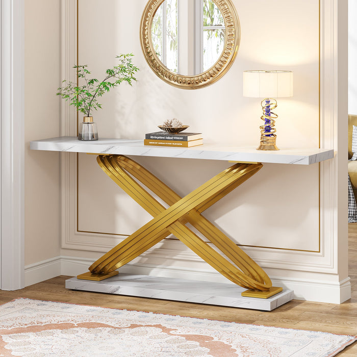 55" Console Table Modern Faux Marble Sofa Entryway Table Tribesigns