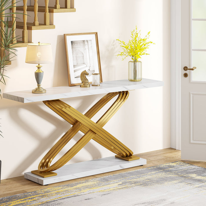 55" Console Table Modern Faux Marble Sofa Entryway Table Tribesigns