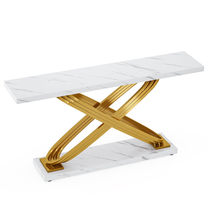 55" Console Table Modern Faux Marble Sofa Entryway Table Tribesigns