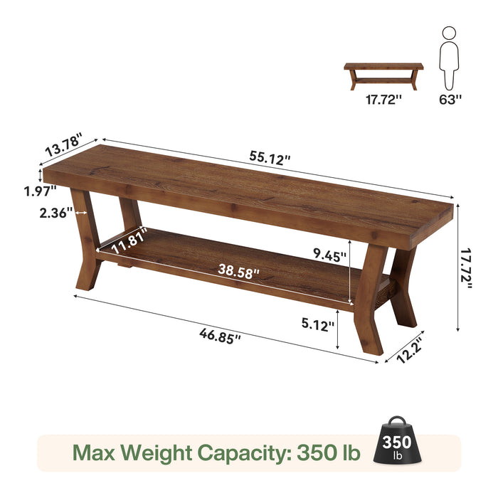 55-Inch Solid Wood TV Stand with Storage Shelf, Low-Profile Console for Living Room