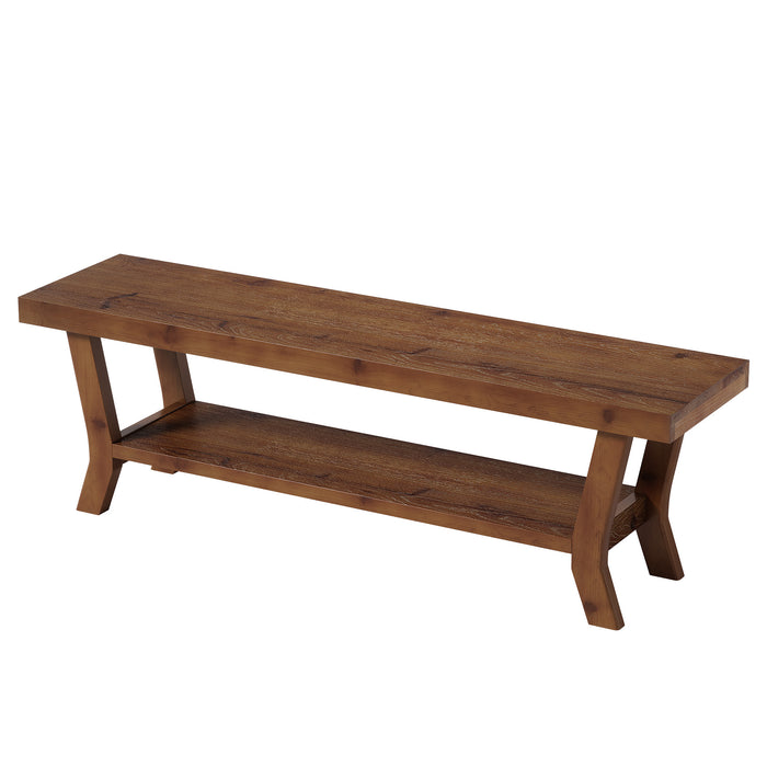 55-Inch Solid Wood TV Stand with Storage Shelf, Low-Profile Console for Living Room
