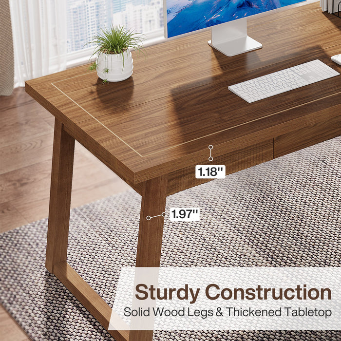 Solid wood legs and sturdy frame design of walnut computer desk for stable everyday use