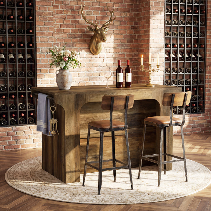 55"  Rectangular Bar Table, Island Bar Station with Storage and 2 Shelves