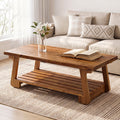 55" Solid Wood Coffee Table with Slatted Storage Shelf