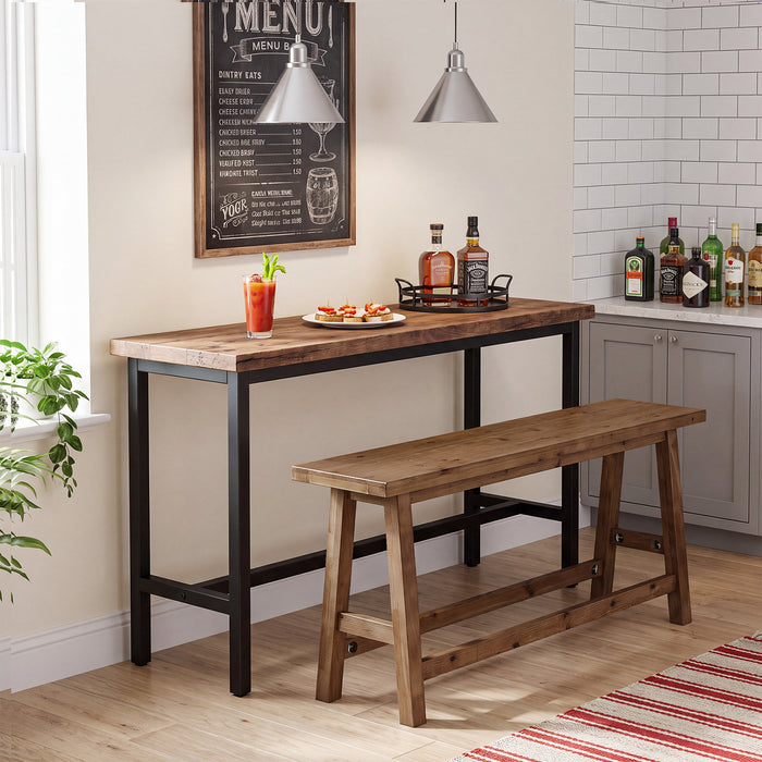55" Solid Wood Counter Height Bar Bench, Farmhouse Dining Bench for Dining Room