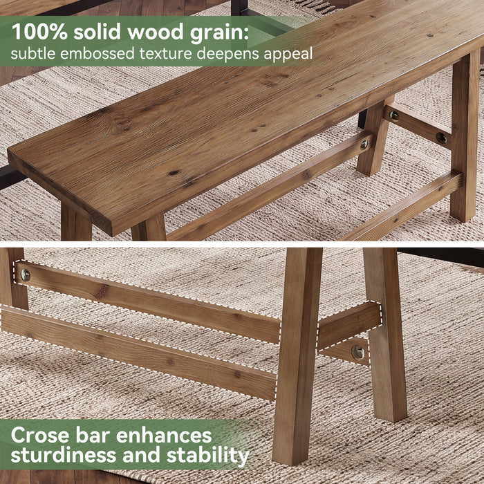 55" Solid Wood Counter Height Bar Bench, Farmhouse Dining Bench for Dining Room