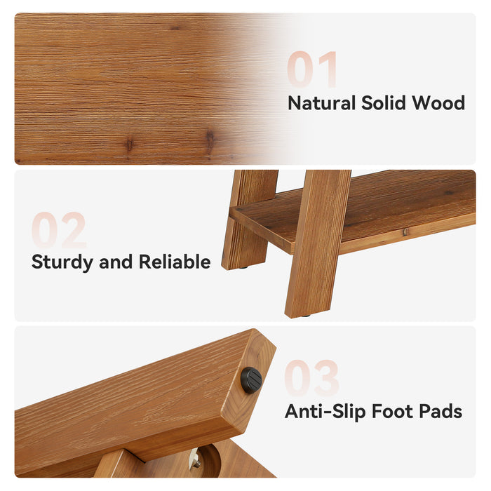 55" Solid Wood Entryway Bench, Farmhouse End of Bed Bench with Shoe Storage